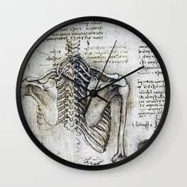 Leonardo Da Vinci human body sketches - skeleton Wall Clock