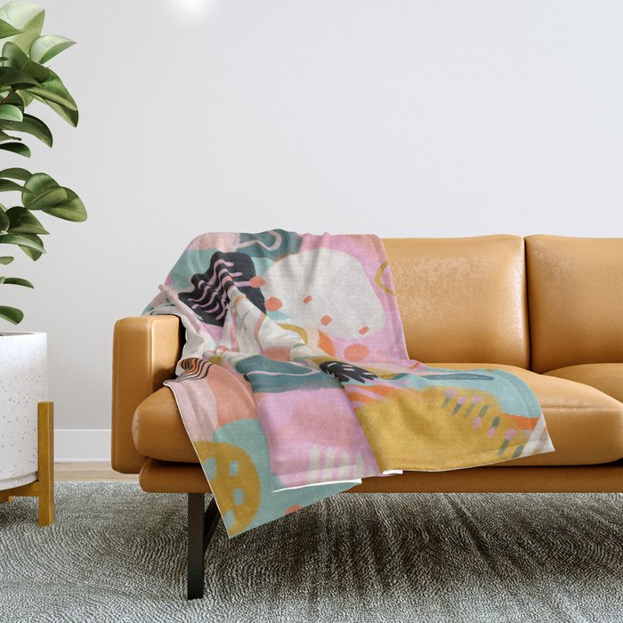 Abstract Flowers Throw Blanket