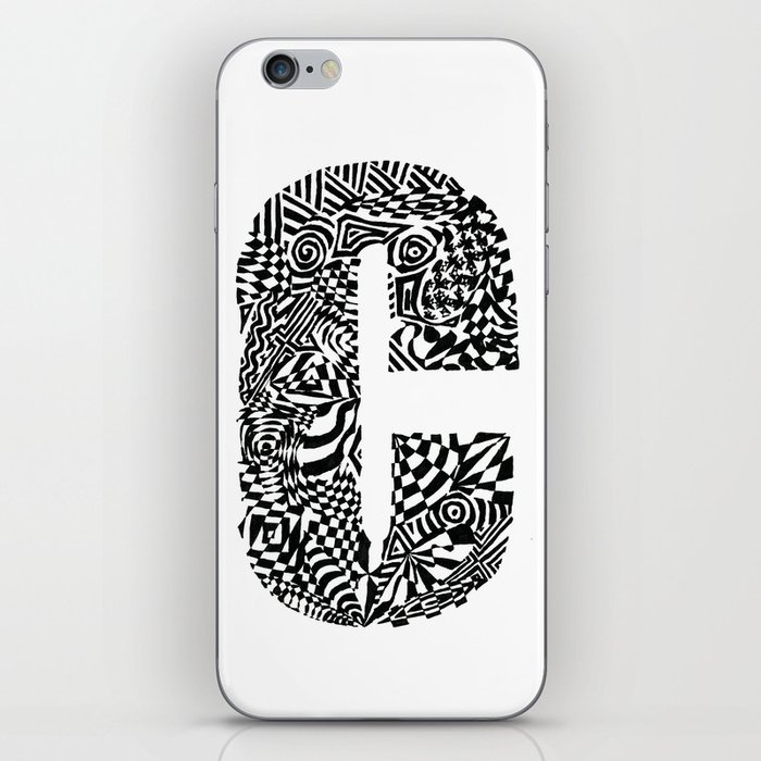 Alphabet Letter C Impact Bold Abstract Pattern (ink drawing) iPhone Skin