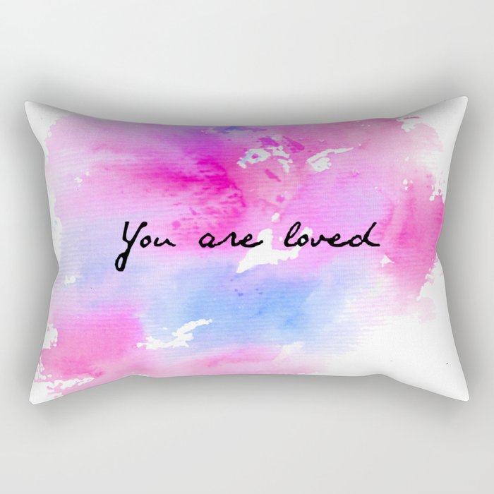 You Are Loved Watercolor Rectangular Pillow
