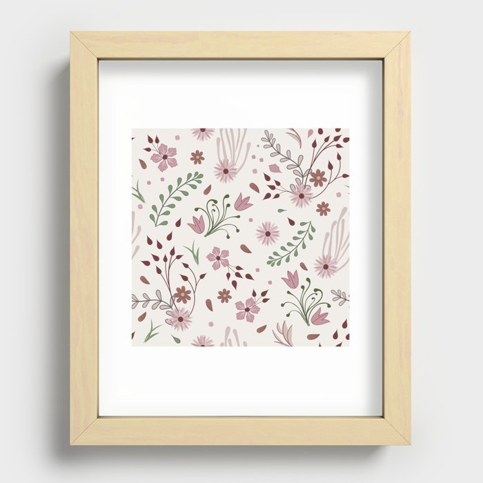 Romantic, modern, pastel floral pattern Recessed Framed Print