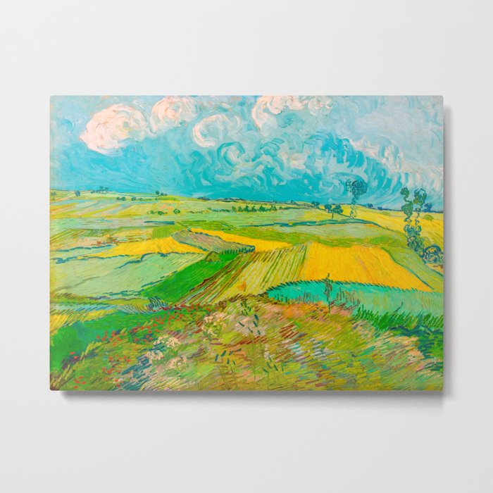 Wheat Fields after the Rain (The Plain of Auvers), July 1890 Oil Painting by Vincent van Gogh Metal Print