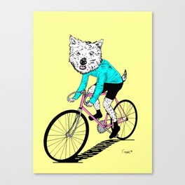 Westie on a Fixie (yellow) Canvas Print