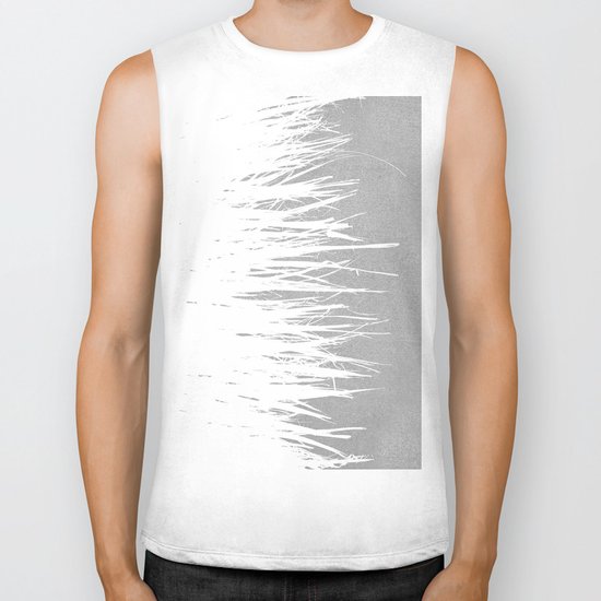 Concrete Fringe White Side Biker Tank