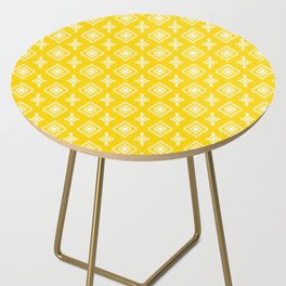 Yellow and White Native American Tribal Pattern Side Table
