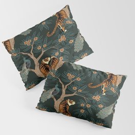 Vintage tiger and peacock Pillow Sham