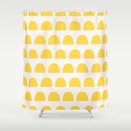Yellow Mid Century Arc Shapes Minimal Pattern Shower Curtain