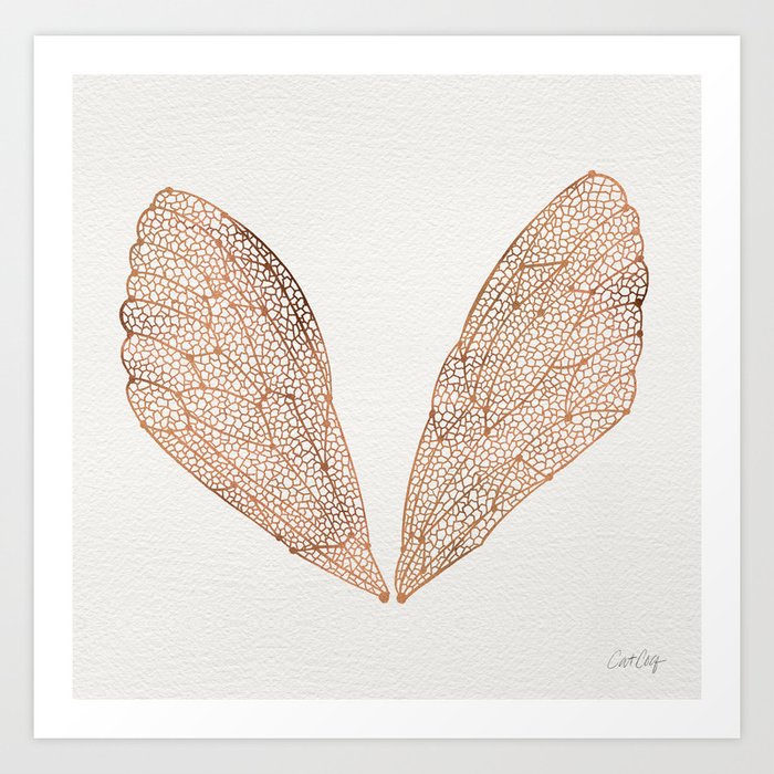 Cicada Wings in Rose Gold Art Print