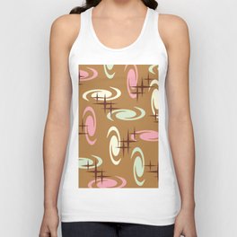 Retro Atomic Age Swirls Stars Pattern Multicolored 14 Unisex Tank Top