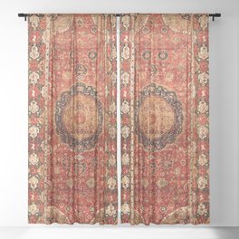 Seley 16th Century Antique Persian Carpet Print Sheer Curtain