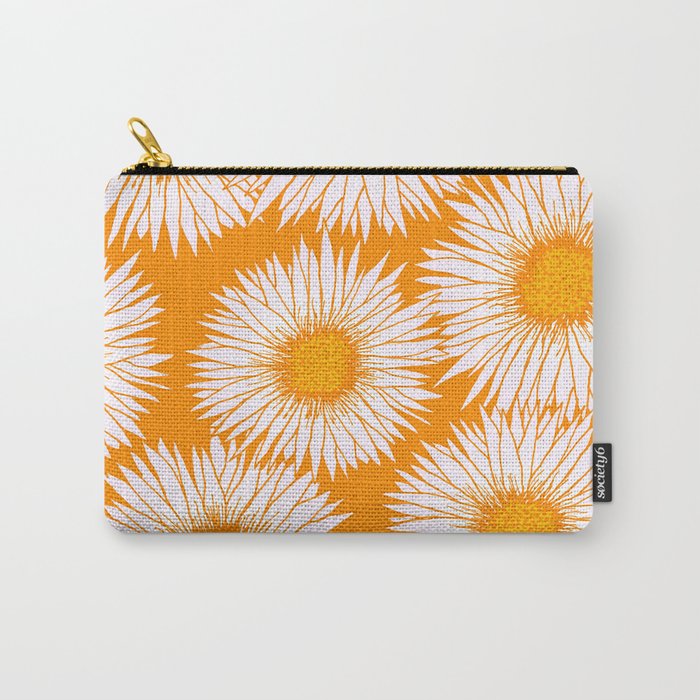 Orange and White Sunflowers Carry-All Pouch