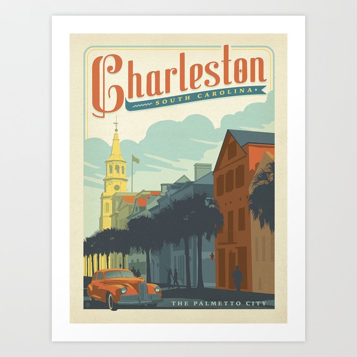 Vintage travel poster-The Palmetto City-Charleston. Art Print