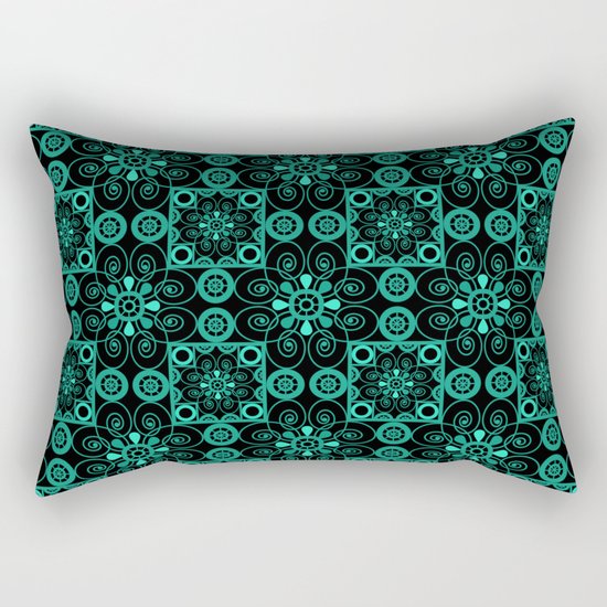 Turquoise and black pattern . Rectangular Pillow