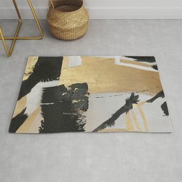 Gold leaf black abstract Area & Throw Rug