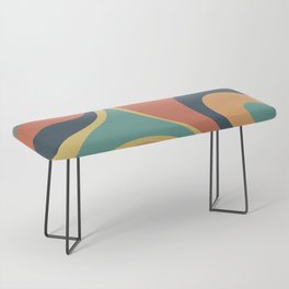 Psychedelic Retro Abstract in Charcoal, Teal, Yellow and Orange Bench