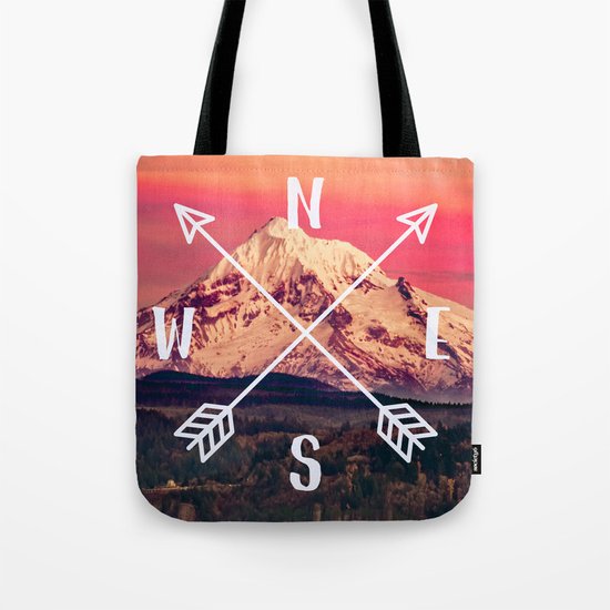 Snowy Mountain Compass Tote Bag