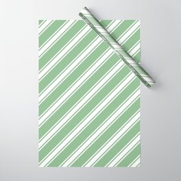 [ Thumbnail: Dark Sea Green & White Colored Lines Pattern Wrapping Paper ]