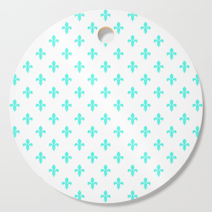 Fleur-de-Lis (Turquoise & White Pattern) Cutting Board