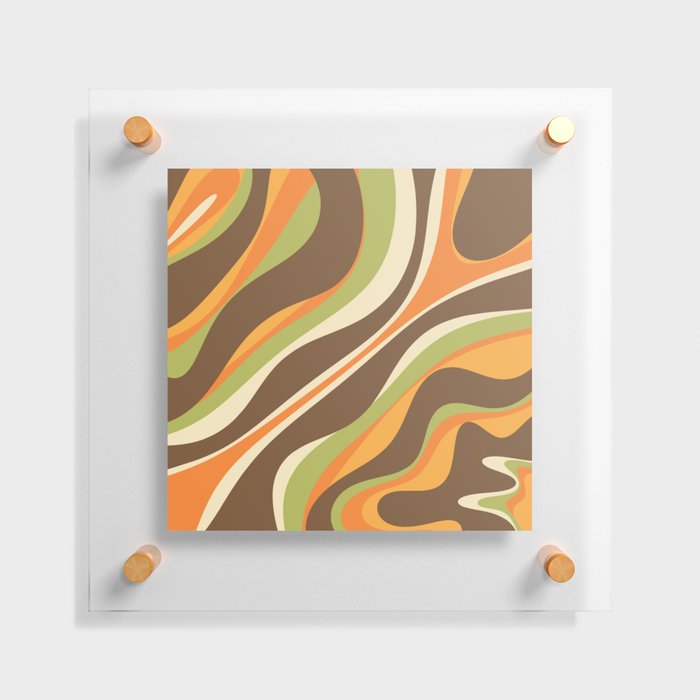 Trippy Dream Abstract Pattern in Retro 70s Brown Orange Avocado Green Floating Acrylic Print