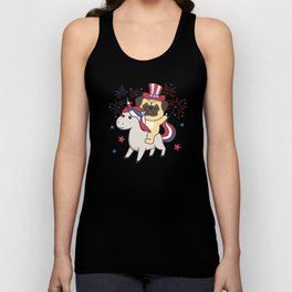 Pug With Unicorn For Fourth Of July Fireworks Unisex Tank Top