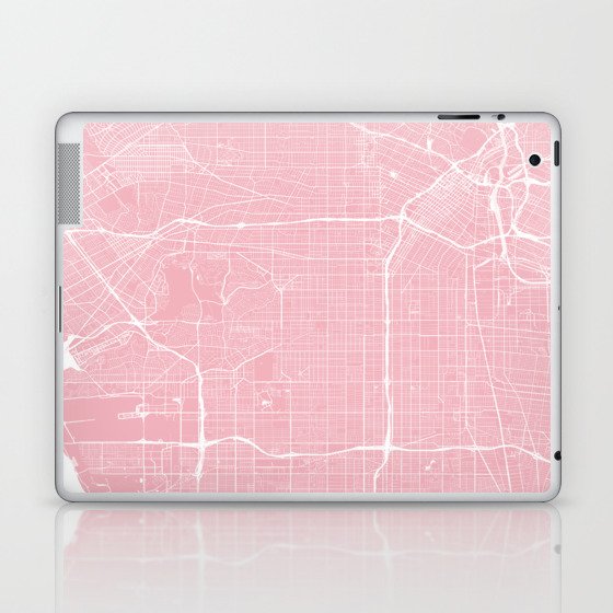 Los Angeles, CA, City Map - Pink Laptop & iPad Skin