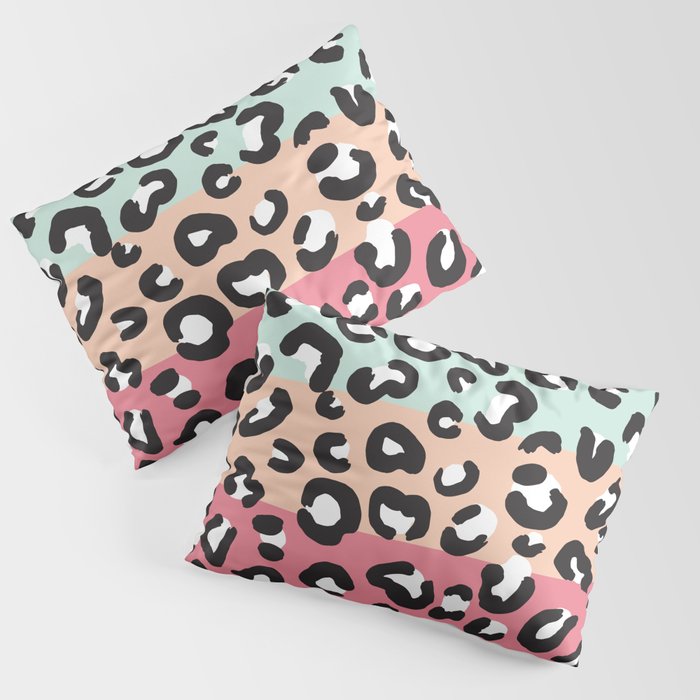 Leopard print pattern on a summer background Pillow Sham by