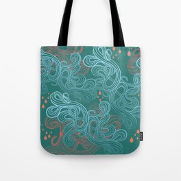 Turquoise Waves and Drips Tote Bag