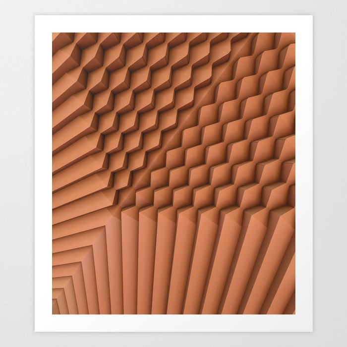 Exponential Edges Chocolate Brown Geometric Abstract Artwork Art Print