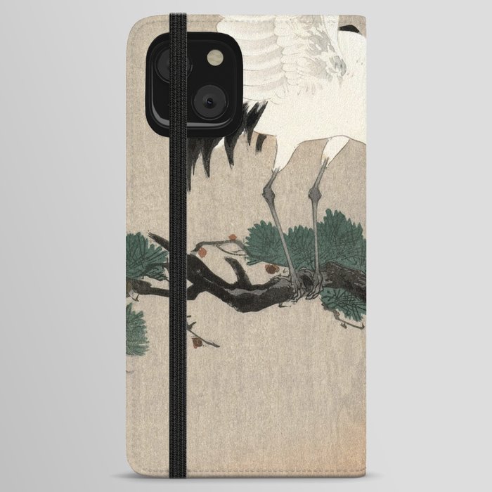 Japanese Crane on Branch of Pine, 1900-1930 by Ohara Koson iPhone Wallet Case