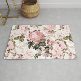 Vintage & Shabby Chic - Sepia Pink Roses  Rug | Floral, Roses, Watercolor, Painting, Cottagecore, Nature, Pink, Retro, Rose, Antique 