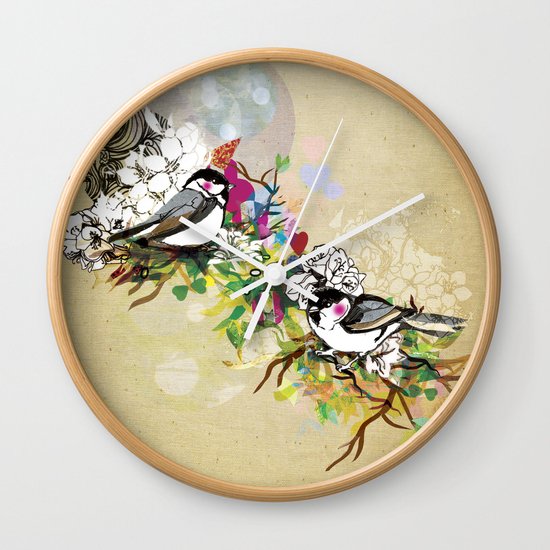 Two Birds Wall Clock