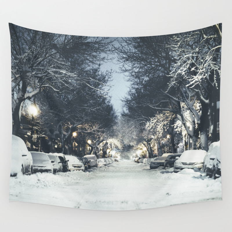 Montreal Snowy Winter Street Wall Tapestry By Simonsaroche Society6
