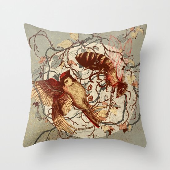 Honey & Sorrow (grey) Throw Pillow