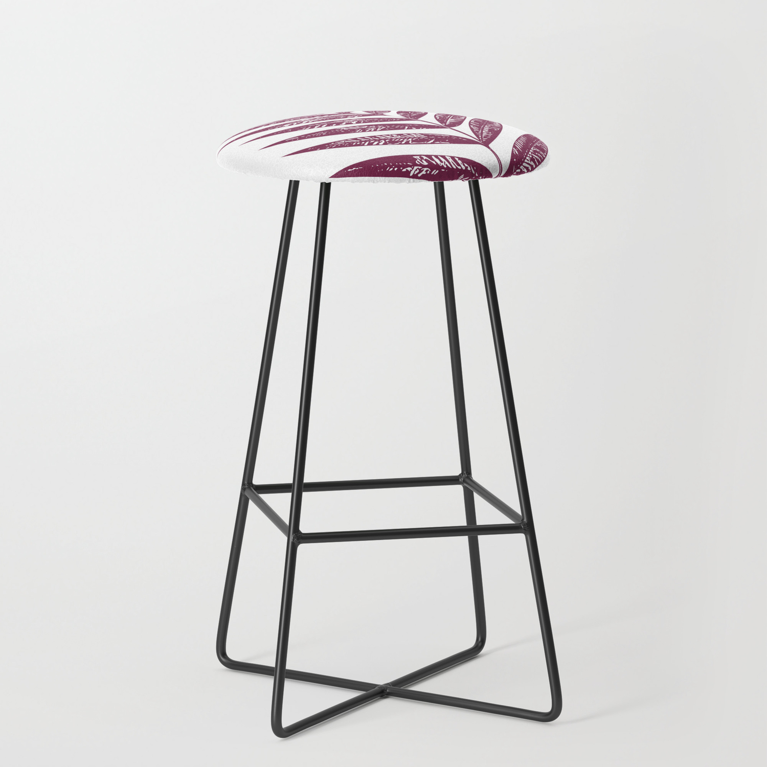 Plum Bar Stool, Simple Botanical Design In Dark Plum Bar Stool By Junejournal Society6