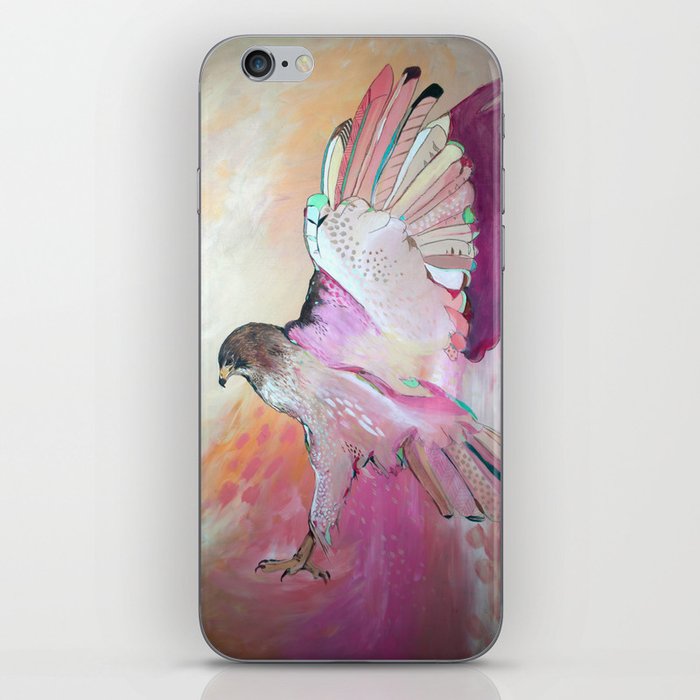 Flying pink hawk iPhone Skin