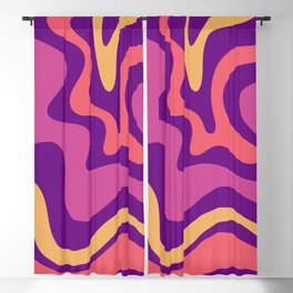 Retro Liquid Swirl Abstract Pattern 5 Purple Orange Yellow Blackout Curtain