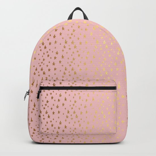 Gold and pink sparkling and shiny Stars pattern on #Society6 Backpack