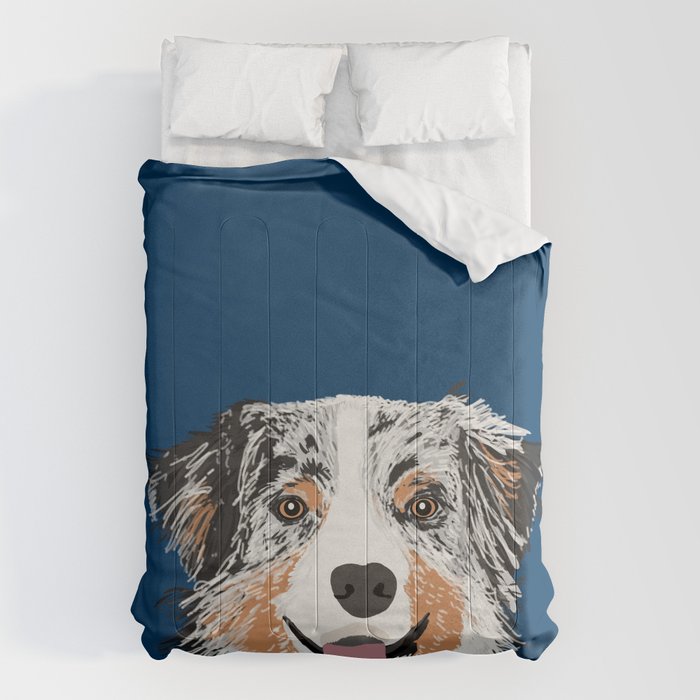 Australian Shepherd blue merle cute pet portrait dog person must have gifts  for aussie owner Comforter by PetFriendly