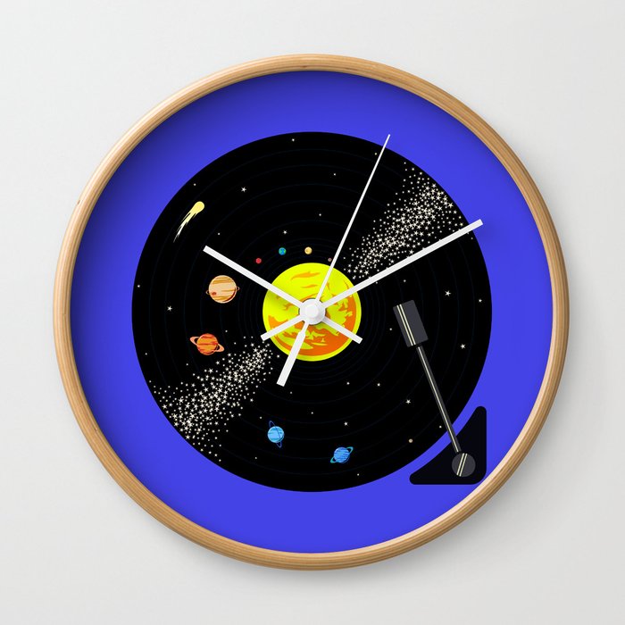 Solar System Vinyl Record Wall Clock