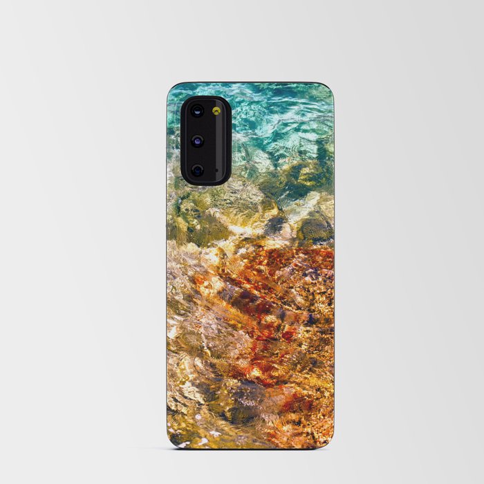 Aegean Delight: Colorful Volcanic Rock Submerged in the Sea Android Card Case
