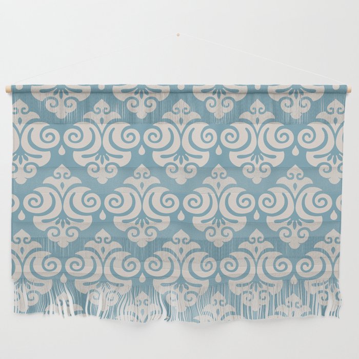 Traditional Pattern in Blue and Linen White Wall Hanging