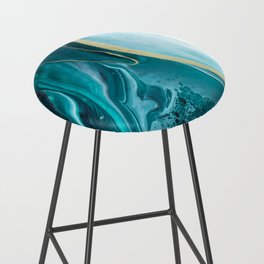 Aquamarine + Cream Melt Abstract Art Bar Stool