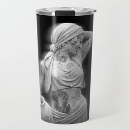 Contemporary design of an eastern woman statue with modern tattoos Travel Mug