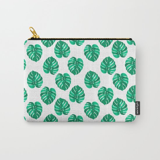 Monstera house plant leaf green painting pattern trendy hipster indoor house plant tropical garden Carry-All Pouch