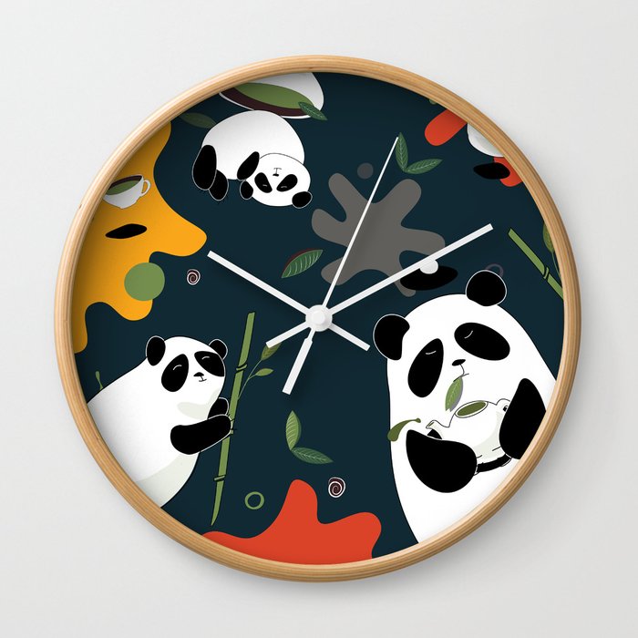 Panda and green tea Wall Clock