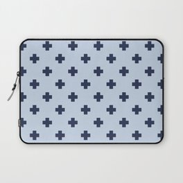 Navy Blue Swiss Cross Pattern on Pale Blue background Laptop Sleeve