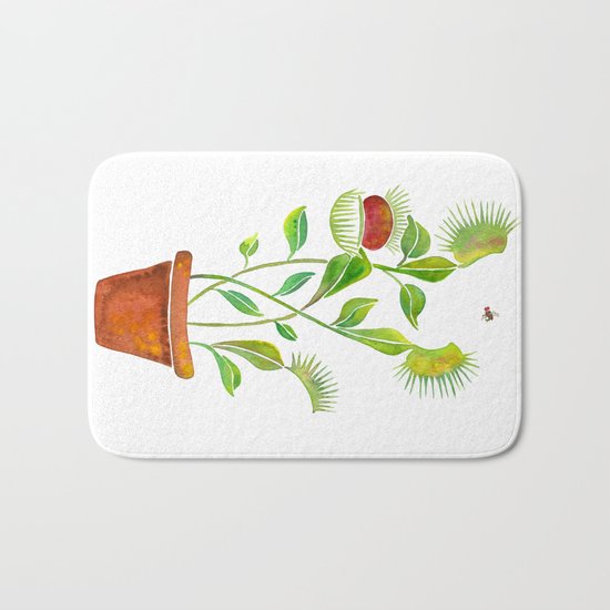 Venus Fly Trap Watercolor Bath Mat