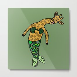 Gina the Giraffe Mermaid Metal Print