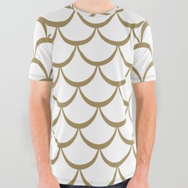 Gold and White Mermaid Scales All Over Graphic Tee