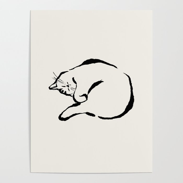 Sleeping Cat Poster By Moonlightprint | Society6